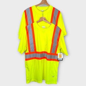🦜 Two NEW Tough Duck Safety T-Shirts High Visibility Yellow Men's LARGE